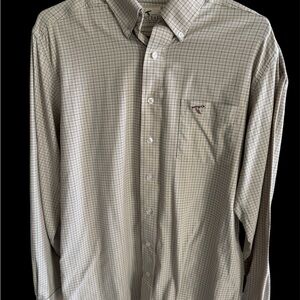 Genteal men’s tan plaid button down shirt. Sz medium